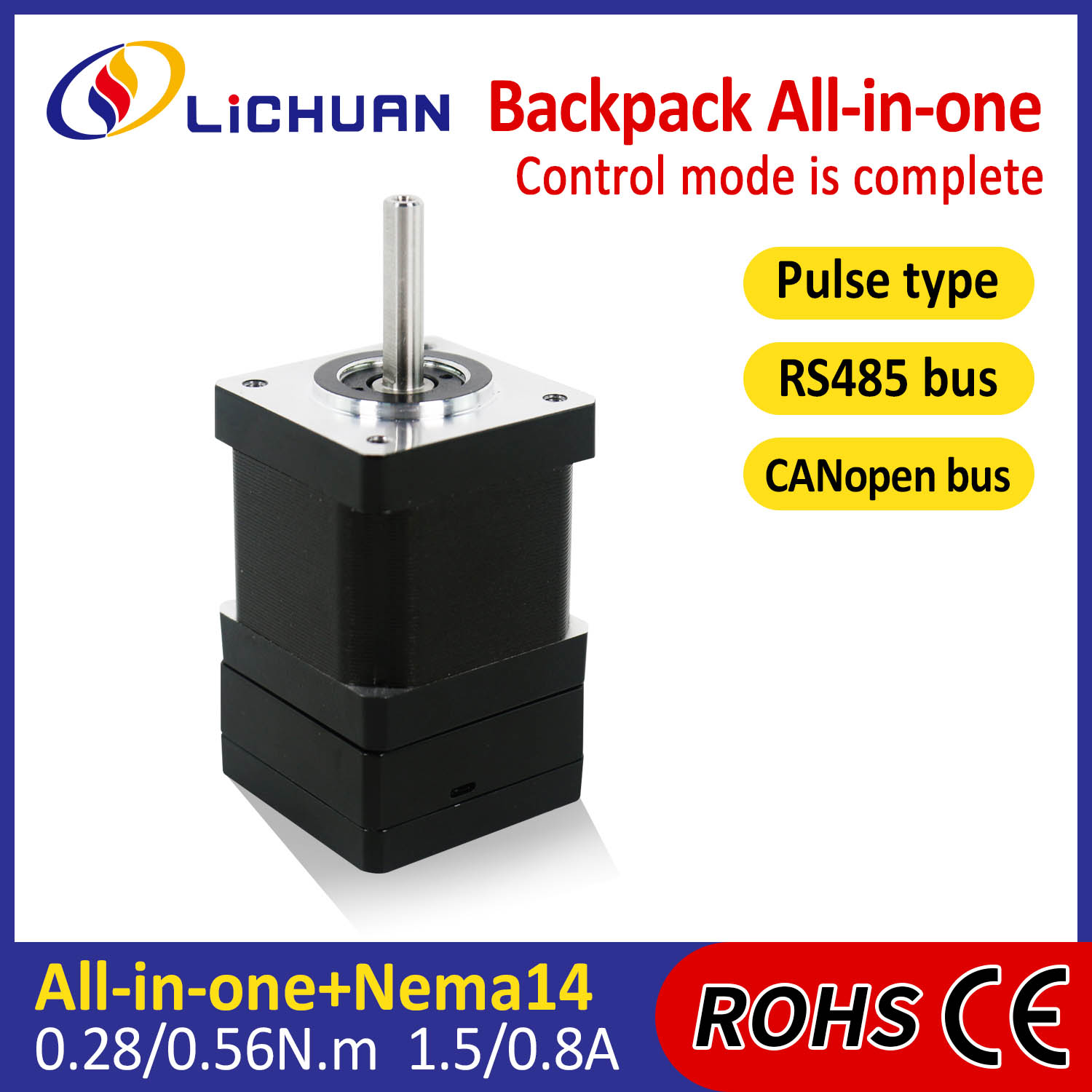 Cineál Backpack NEMA14 Lúb Lúb Oscailte Mótair Stepper Comhtháite