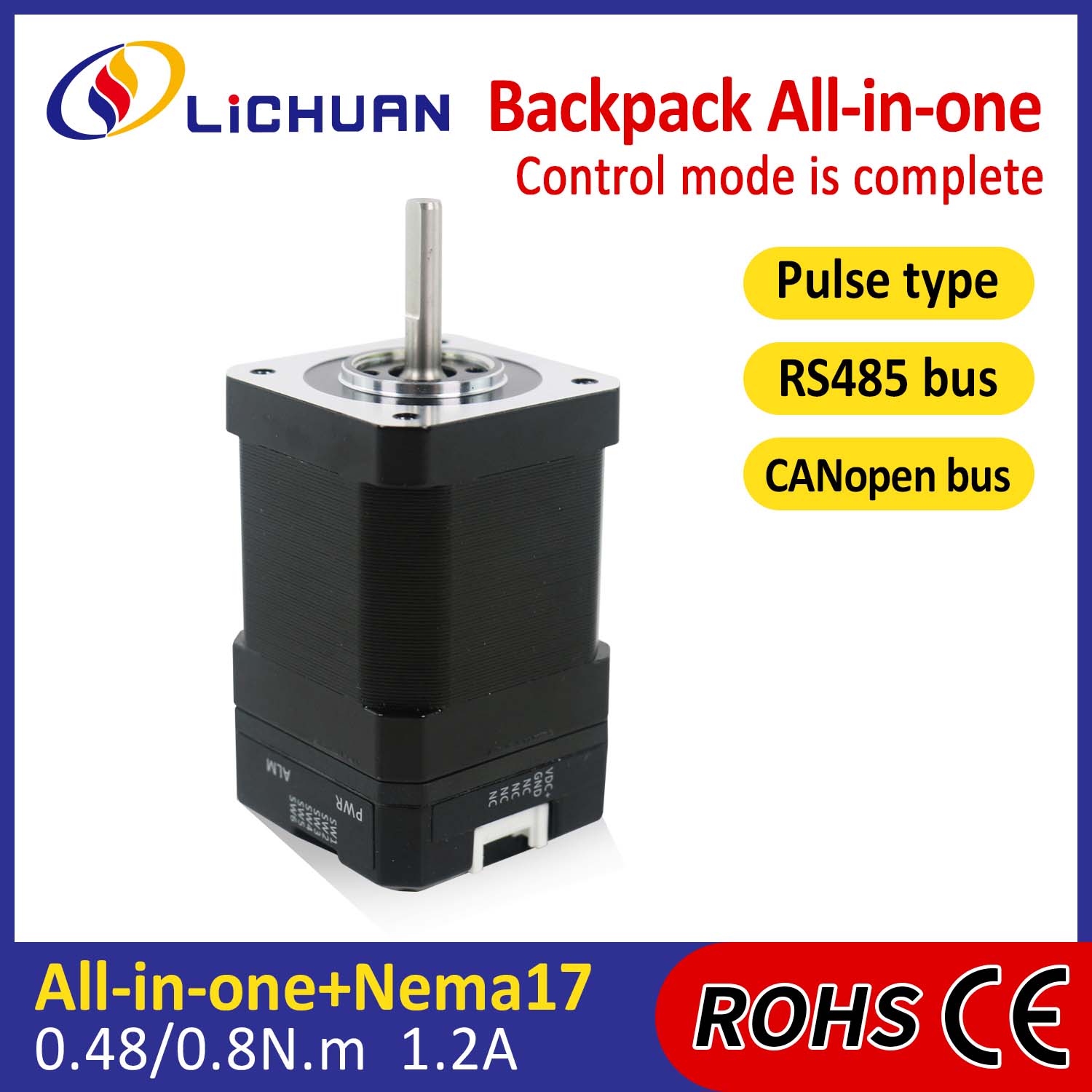 Cineál Backpack NEMA17 Lúb Lúb Oscailte Mótair Stepper Comhtháite