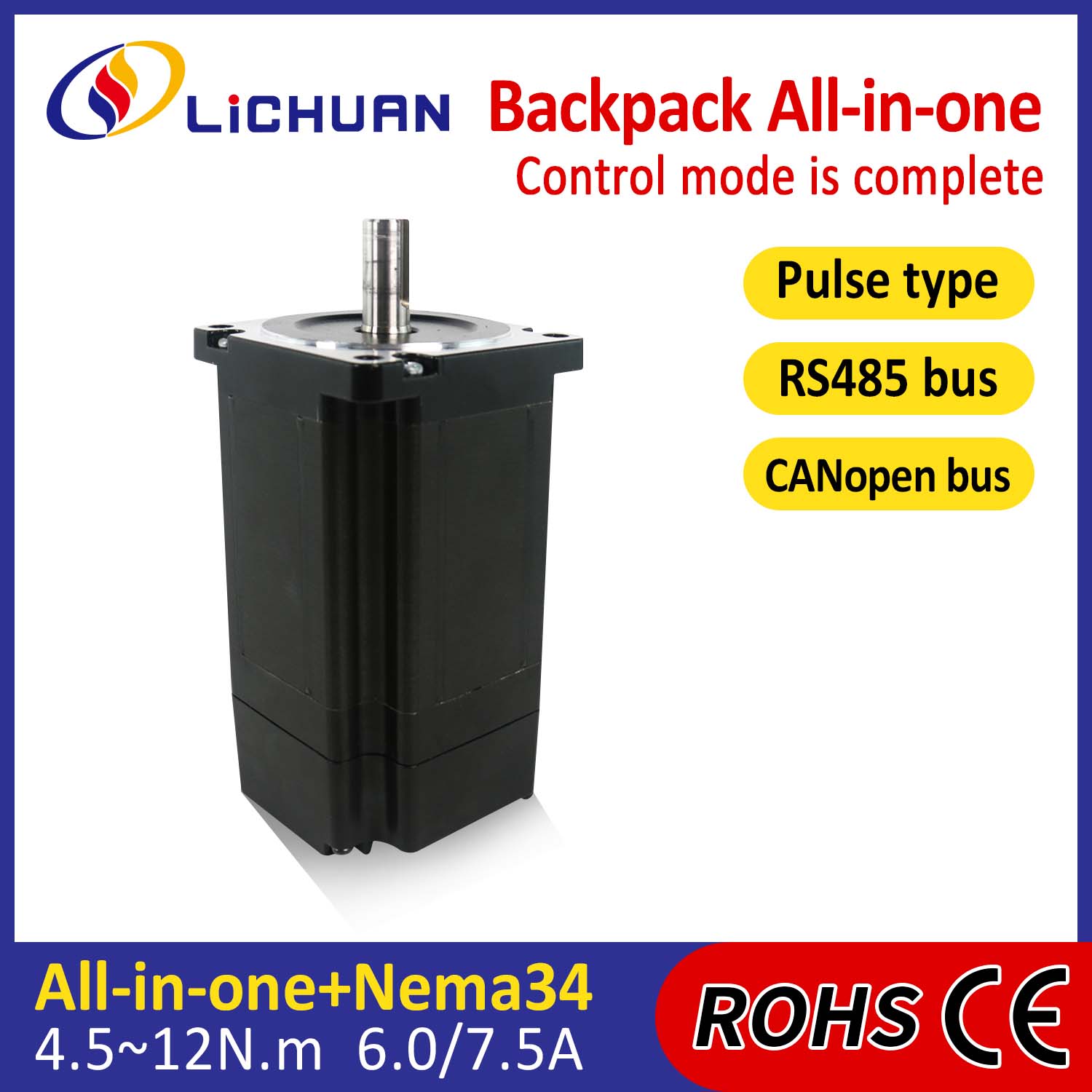 Cineál Backpack NEMA34 Lúb Lúb Oscailte Mótar Stepper Comhtháite